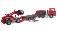 BRUDER 02774 MAN TGA Tieflader mit Manitou Teleskoplader Profi-Serie bworld 1:16