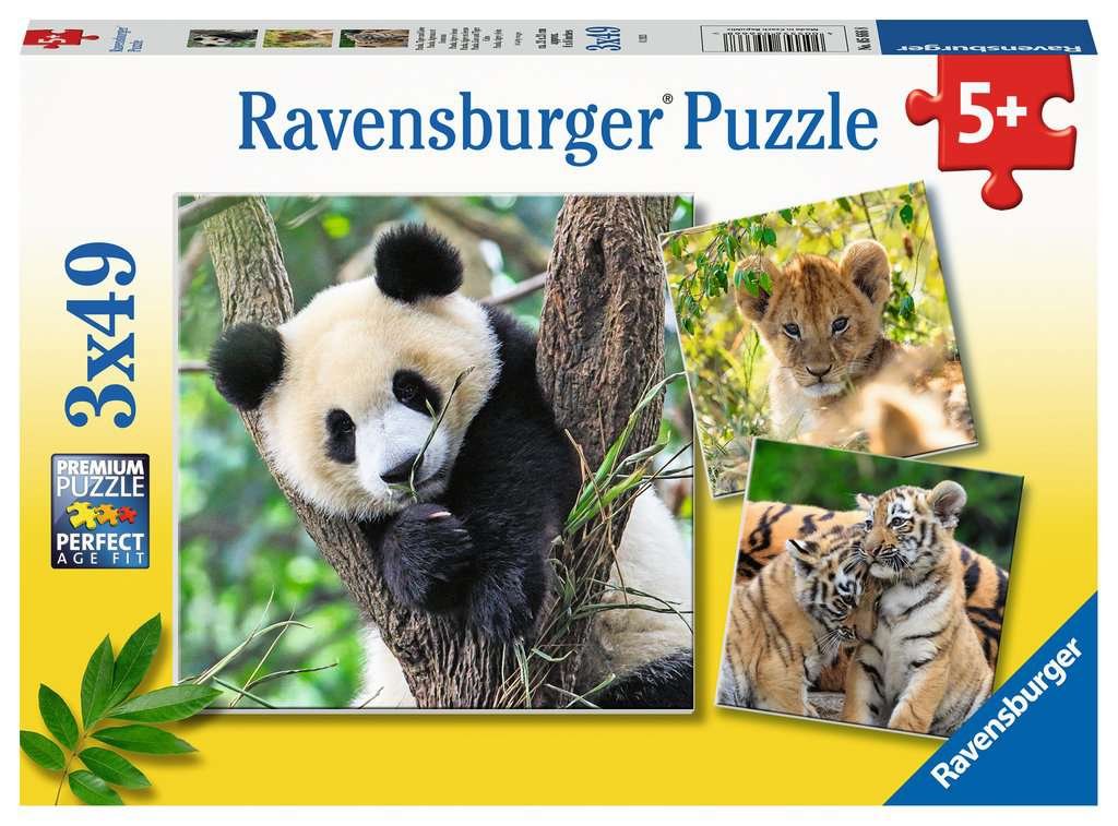 Ravensburger Kinderpuzzle 08028 – Witzige Tierportraits, 3 X 49 Teile, Je 21x21 Cm, Für Kinder Ab Ca. 6 Jahren