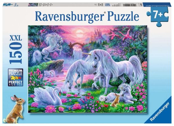 RAVENSBURGER 10021 Kinderpuzzle Einhörner im Abendrot 150 Teile