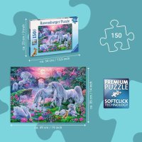 RAVENSBURGER 10021 Kinderpuzzle Einhörner im Abendrot 150 Teile