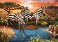 RAVENSBURGER 17376 Puzzle Zebras am Wasserloch 500 Teile