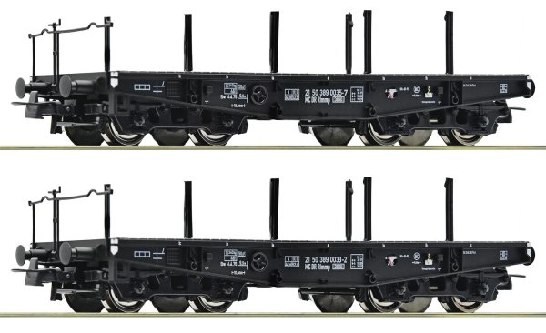 ROCO Set mit 2 Schwerlastwagen, Gattung Rlmmp DR Ep.IV 6600031 Spur H0