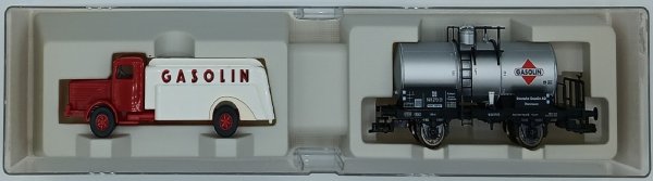 FLEISCHMANN Set mit Kesselwagen und LKW GASOLIN DB Ep.III 81 5425 Spur H0