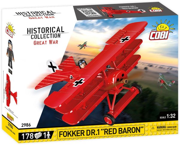 COBI 2986 Flugzeug Fokker Dr.1 Red Baron Milit&auml;r-Baukasten 1:32
