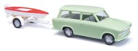 BUSCH 53213 Trabant P601 Kombi mit Bootsanhänger Automodell 1:87