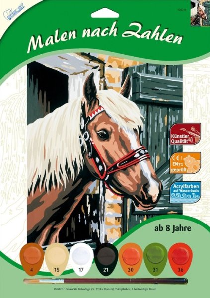 MAMMUT Malen nach Zahlen Motiv Pferd im Stall 105019