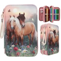 DEPESCHE 12869 Miss Melody 3 Fach Federtasche FLOWERS