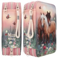 DEPESCHE 12869 Miss Melody 3 Fach Federtasche FLOWERS