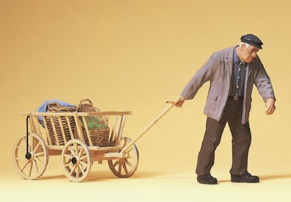 PREISER Bauer mit Leiterwagen ziehend Figuren-Set 45109 Spur G