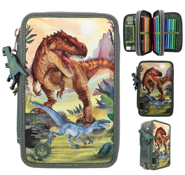 DEPESCHE 11772 Dino World 3-Fach Federtasche LED Landschaft