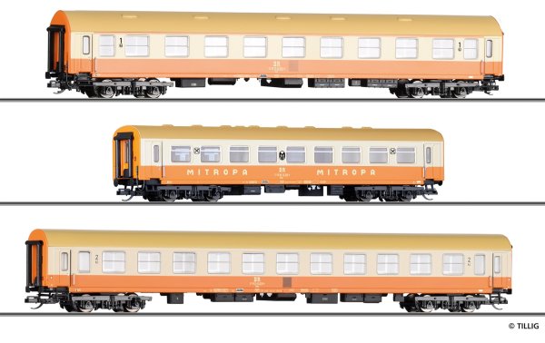 TILLIG Reisezugwagen 3er Set St&auml;dteexpress der DR Ep.IV 01805 Spur TT