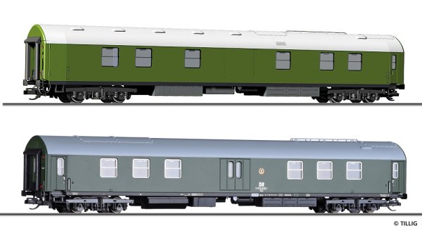 TILLIG Set mit 2 Reisezugwagen Salonwagenzug 5 der DR Ep.IV 01086 Spur TT