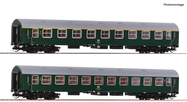 ROCO Set 1 mit zwei Reisezugwagen Bauart Y/B 70 der DR Ep.IV 6280004 Spur TT
