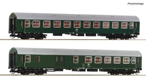 ROCO Set 2 mit zwei Reisezugwagen Bauart Y/B 70 der DR Ep.IV 6280005 Spur TT