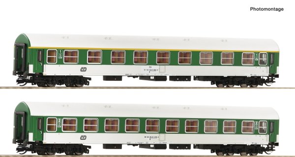 ROCO Set 1 mit zwei Reisezugwagen Bauart Y/B 70 der ČD Ep.V 6280010 Spur TT
