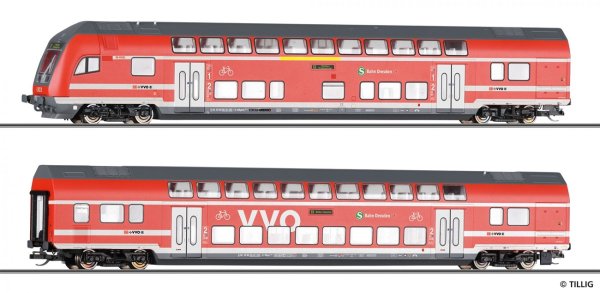 TILLIG Set mit 2 Reisezugwagen S-Bahn Dresden der DB AG Ep.VI 01088 Spur TT
