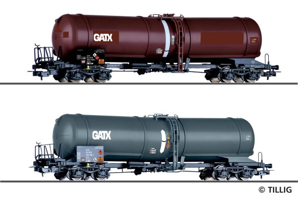 TILLIG Güterwagenset der GATX, bestehend aus zwei Kesselwagen Zans Ep.VI 70069 Spur H0