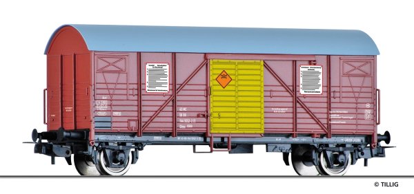 TILLIG Gedeckter Güterwagen Glms 1364 Transport von Tetraethylblei der DR Ep.IV 77072 Spur H0
