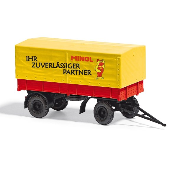 BUSCH IFA HL 80 Anhänger mit Plane, Minol 53358 Automodell 1:87