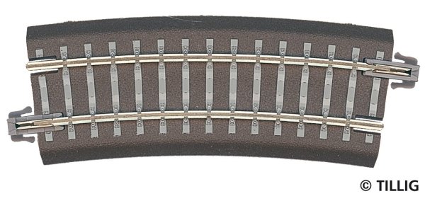 TILLIG Gebogenes Gleis R12 Gleisstück R310 15° grau Bettungsgleis 83710 Spur TT