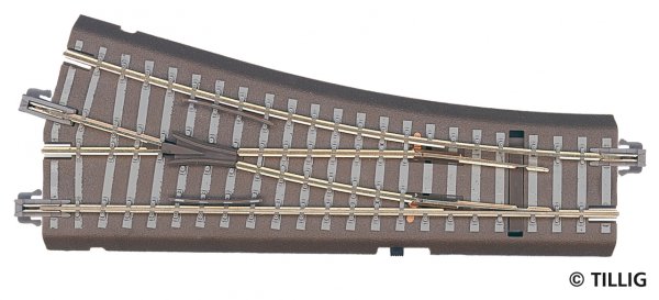 TILLIG Weiche rechts 15° mit Handantrieb Bettungsgleis 83816 Spur TT