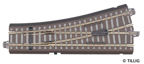 TILLIG Weiche links 15° mit Handantrieb Bettungsgleis 83817 Spur TT