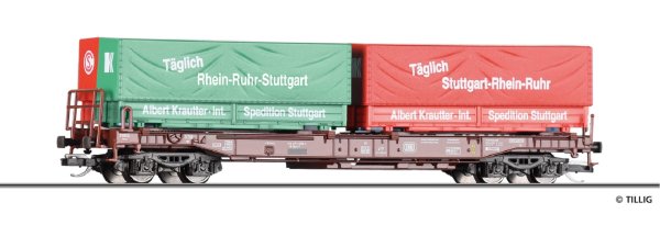 TILLIG Taschenwagen Sdkms 707 mit Wechselpritschen DB Ep IV 18159 Spur TT