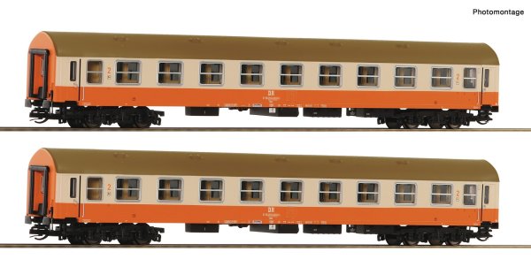 ROCO Set 2 mit 2 Reisezugwagen 2. Klasse Bauart Y/B 70 DR Ep IV 6280017 Spur TT