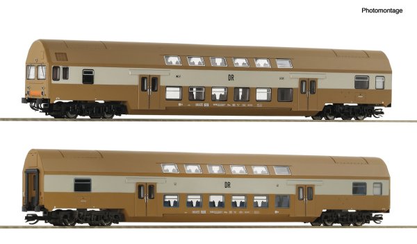 ROCO Set 1 mit 2 Doppelstockwagen 2. Klasse DR Ep IV 6280025 Spur TT