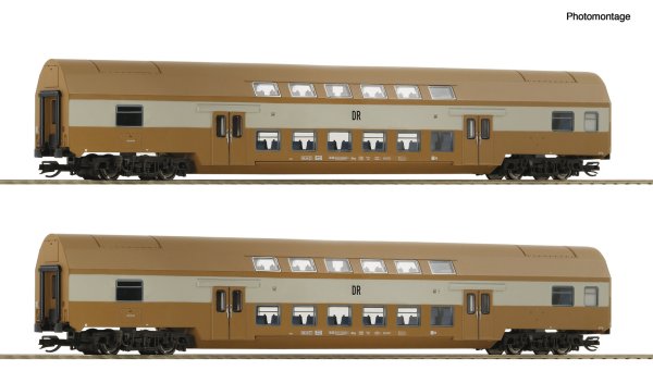 ROCO Set 2 mit 2 Doppelstockwagen Gattung DBmue DR Ep IV 6280026 Spur TT