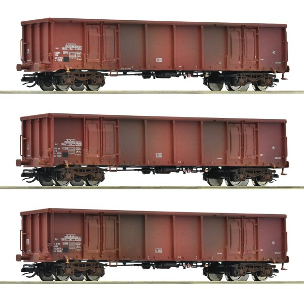 ROCO Set mit 3 offenen Güterwagen, Gattung Eas DR Ep IV 6680017 Spur TT
