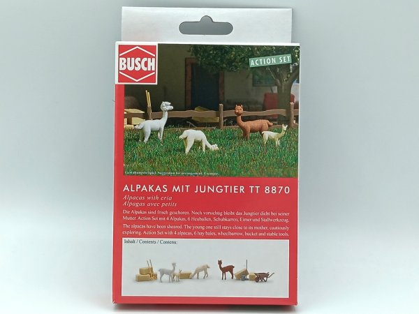 BUSCH Action Set Alpakas mit Jungtier 8870 Spur TT