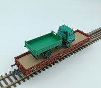 ROCO Rungenwagen beladen m. Steyr LKW Schwarz Bau DB AG...