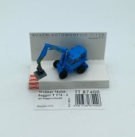 BUSCH Weimar Mobilbagger T 174-2 blau 87400 Baumaschinenmodell Spur TT