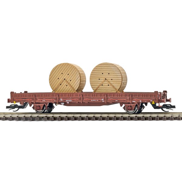 BUSCH Flachwagen mit Rungen Ks 3300 und Holzkabeltrommel DR 31519 Spur TT