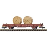 BUSCH Flachwagen mit Rungen Ks 3300 und Holzkabeltrommel...