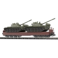 BUSCH Flachwagen Samm 4818 mit zwei Panzern T-55A DR...