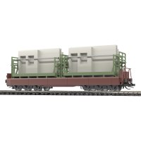 BUSCH Flachwagen Samm 4818 mit Wohnungsbauteilen DR 31655...