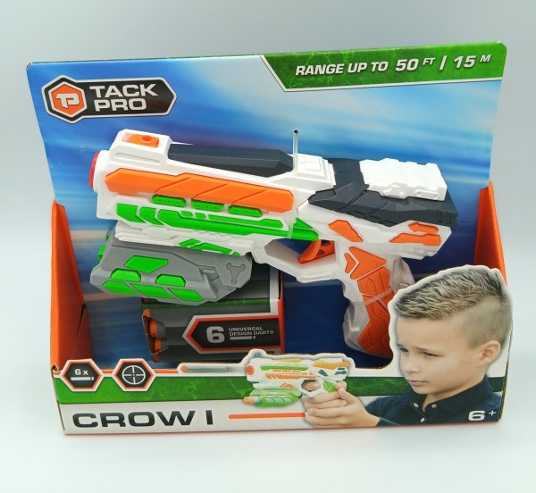 JOHNTOY Tack Pro Crow I Shooter mit 6 Soft Darts 31002
