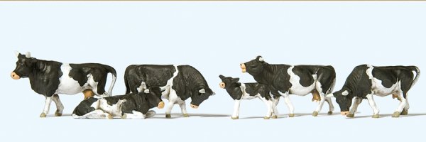 PREISER Kühe, schwarz gefleckt 10145 Tierfiguren Spur H0