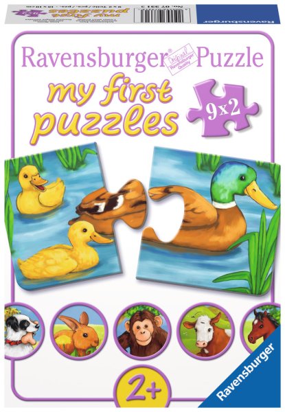 RAVENSBURGER® 07331 - Kinderpuzzle, Liebenswerte Tiere - 9 x 2 Teile